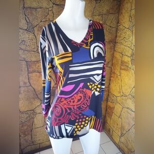 Abstract Patterned Long Sleeve Women's Top